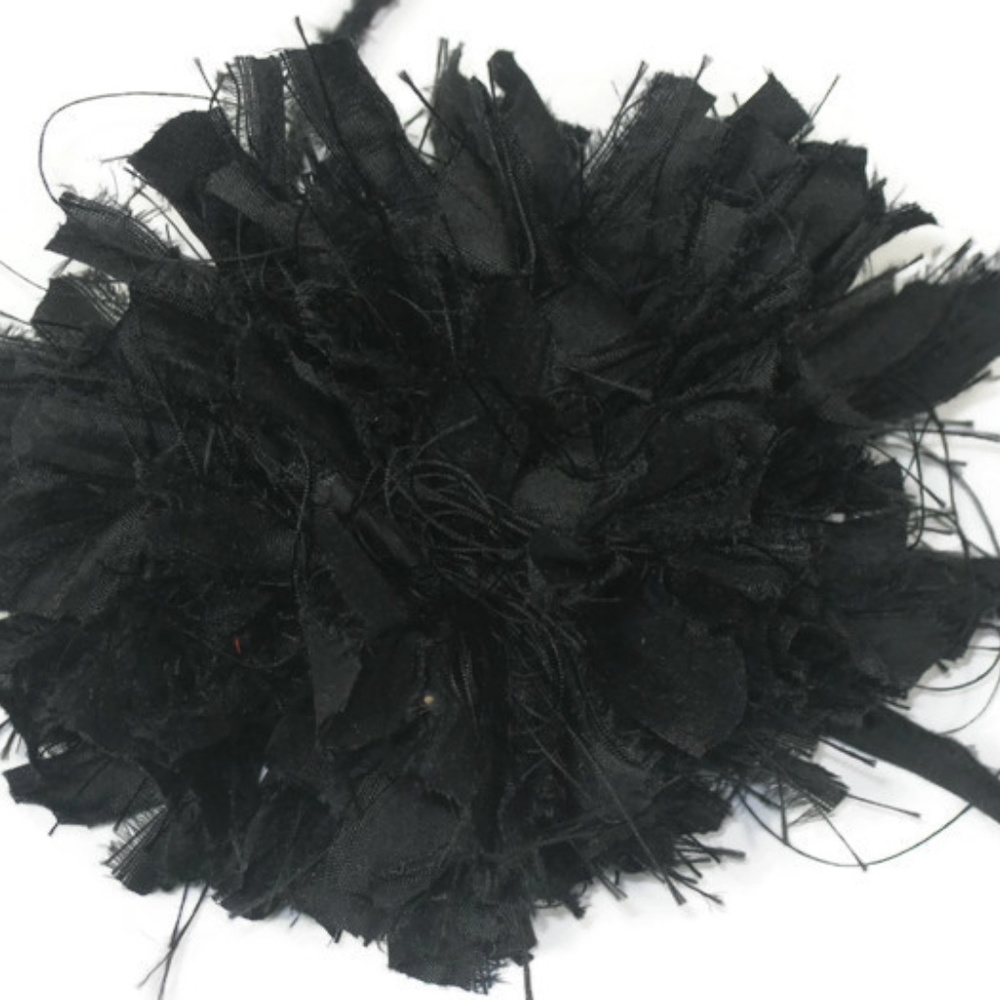 Black Silk Flower Pin Black Silk Dupioni Flower